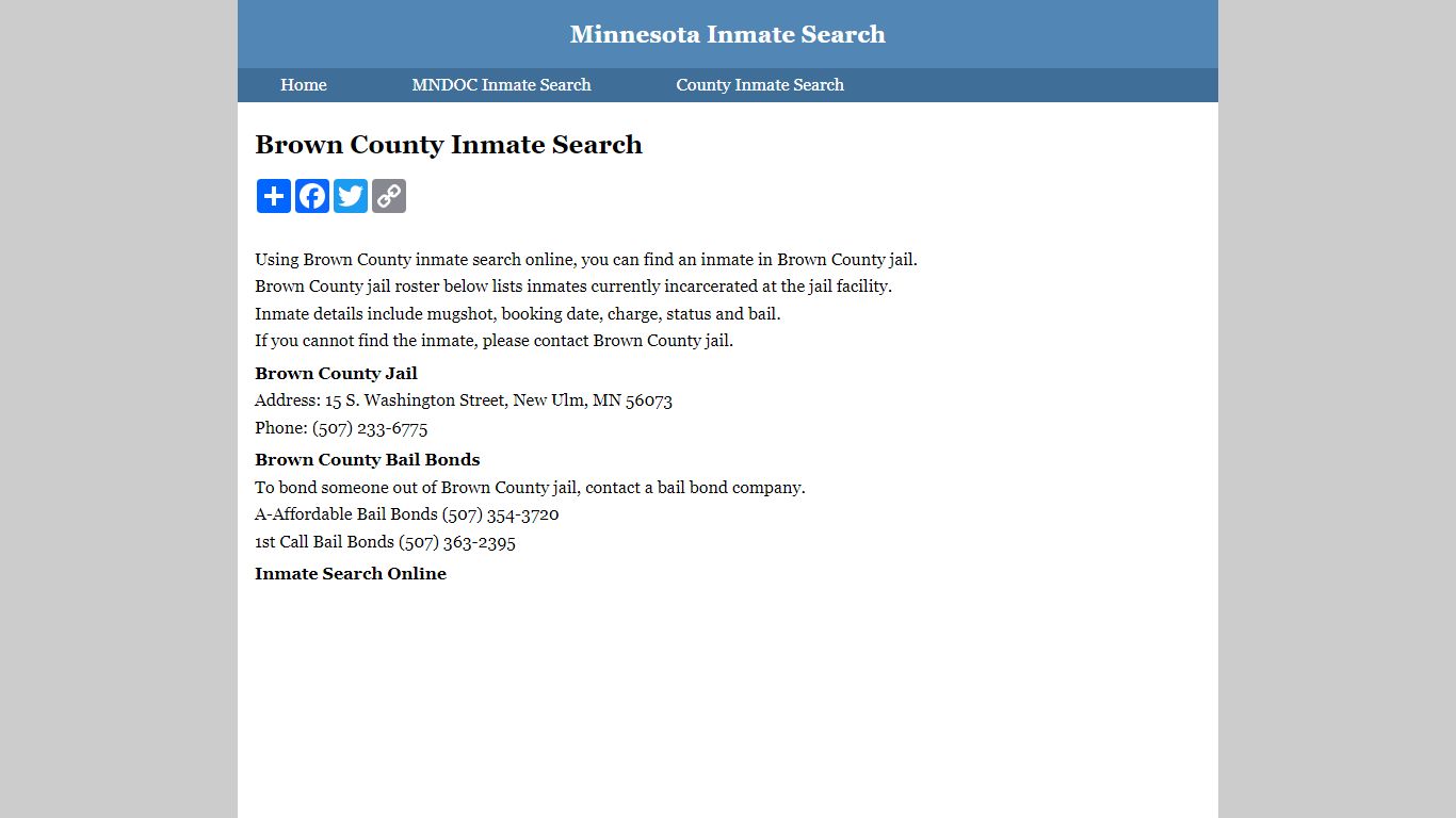 Brown County Inmate Search