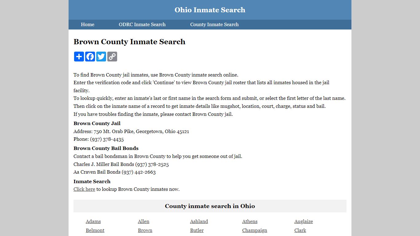 Brown County Inmate Search