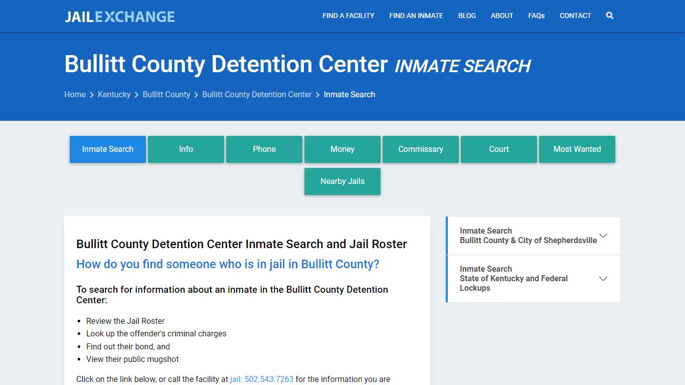 Bullitt County Detention Center Inmate Search - Jail Exchange