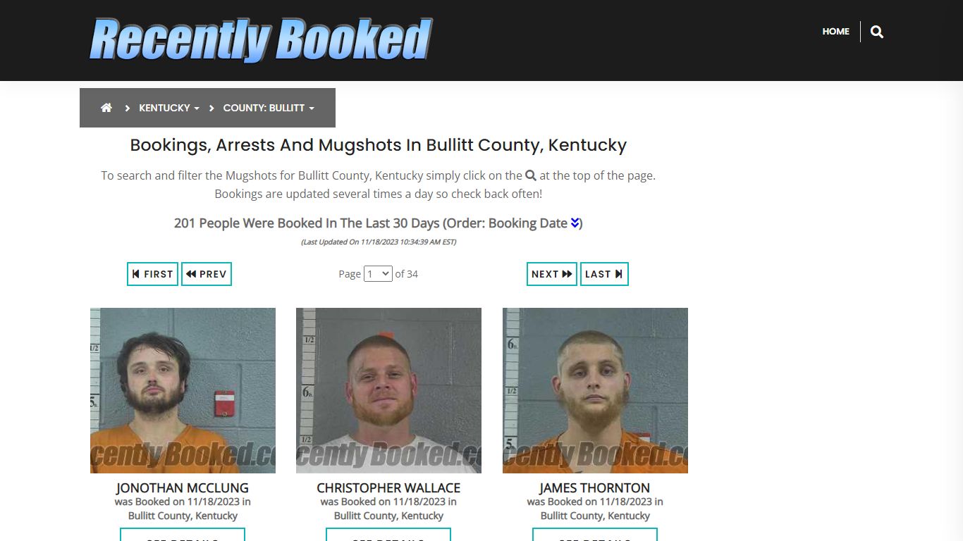 Recent bookings, Arrests, Mugshots in Bullitt County, Kentucky