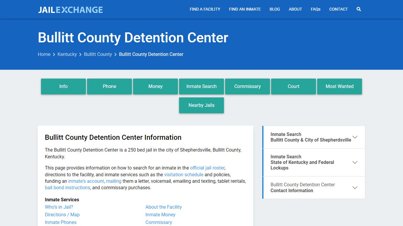 Bullitt County Detention Center, KY Inmate Search, Information