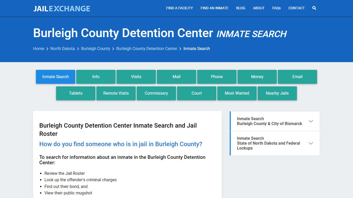 Burleigh County Detention Center Inmate Search - Jail Exchange