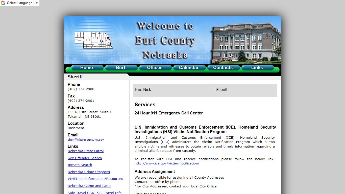 Sheriff - Burt County, Nebraska