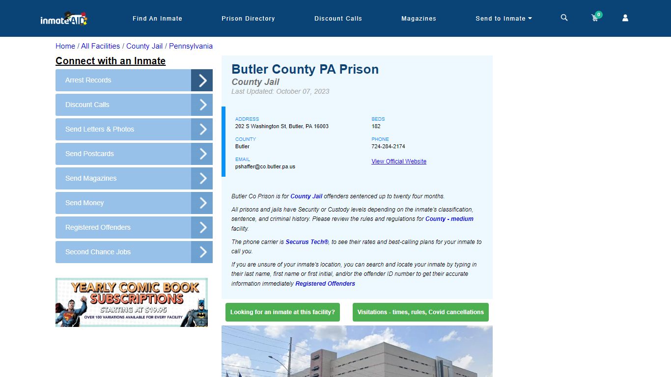 Butler County PA Prison - Inmate Locator - Butler, PA