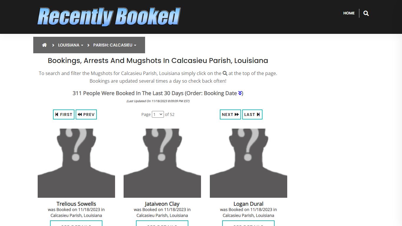 Bookings, Arrests and Mugshots in Calcasieu Parish, Louisiana