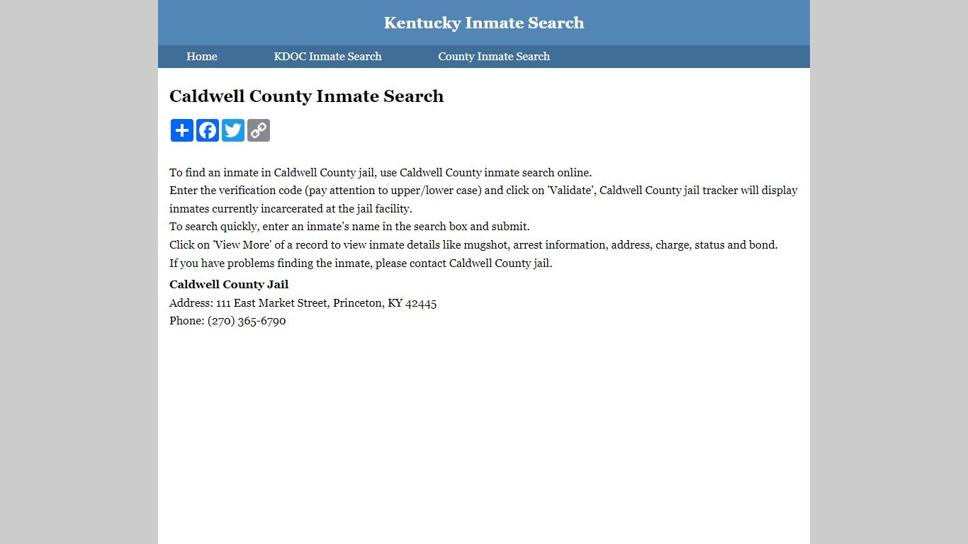 Caldwell County Inmate Search