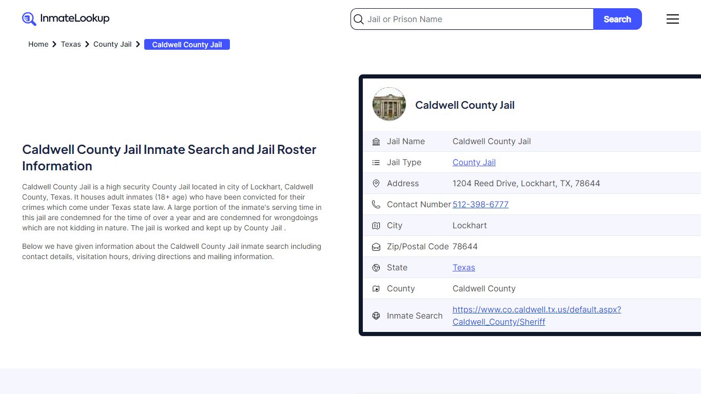 Caldwell County Jail Inmate Search - Lockhart Texas - Inmate Lookup