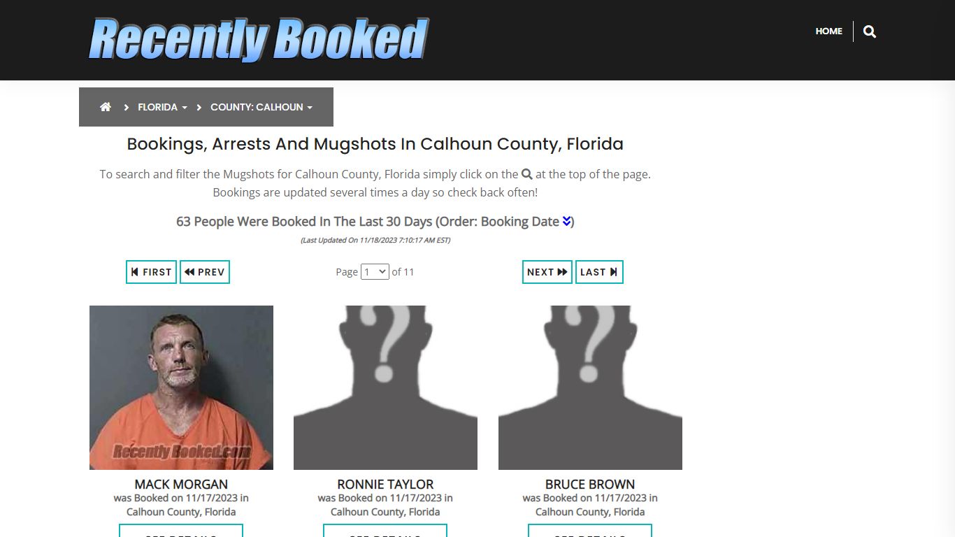 Recent bookings, Arrests, Mugshots in Calhoun County, Florida