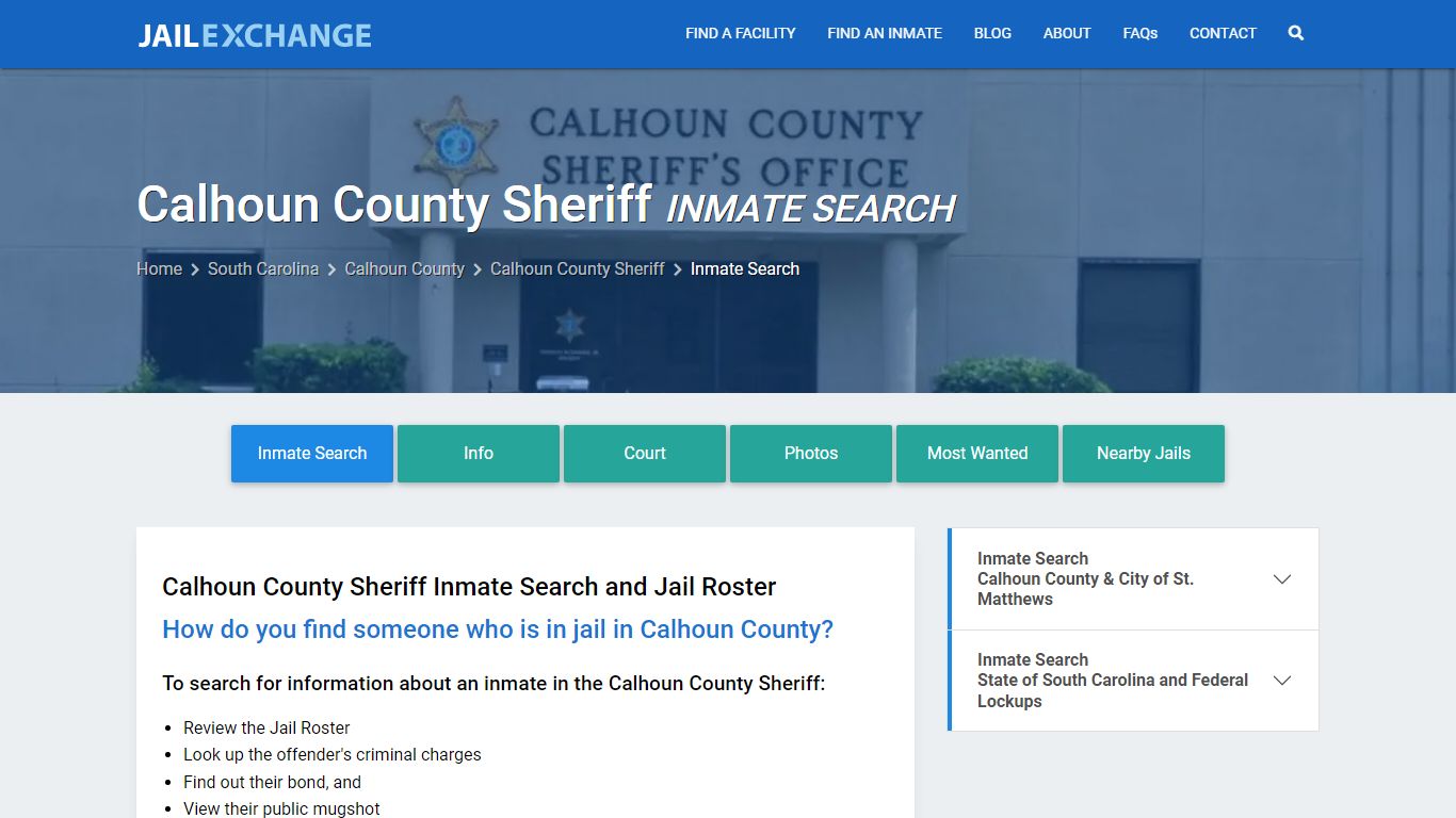 Calhoun County Sheriff Inmate Search - Jail Exchange