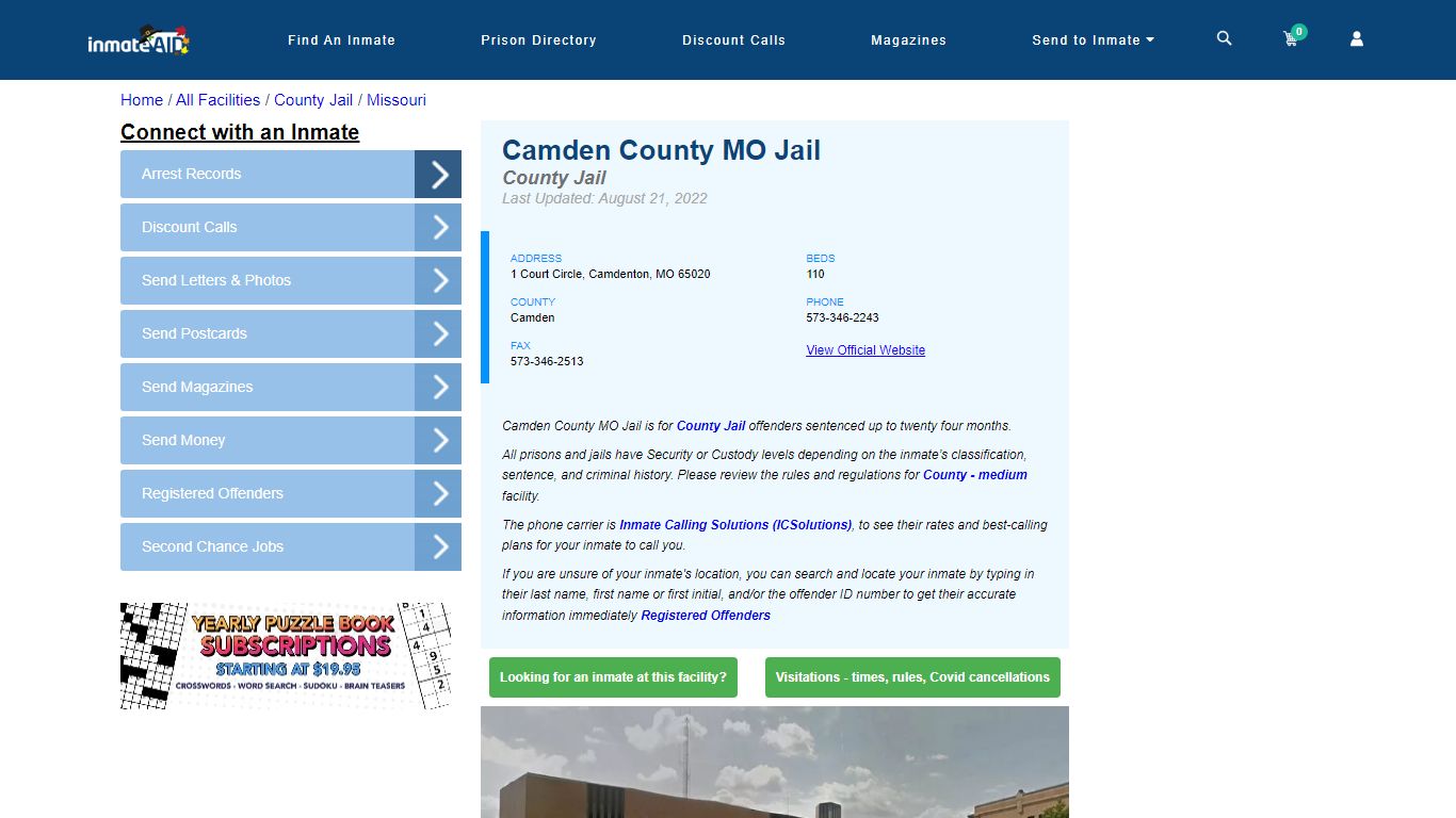 Camden County MO Jail - Inmate Locator - Camdenton, MO