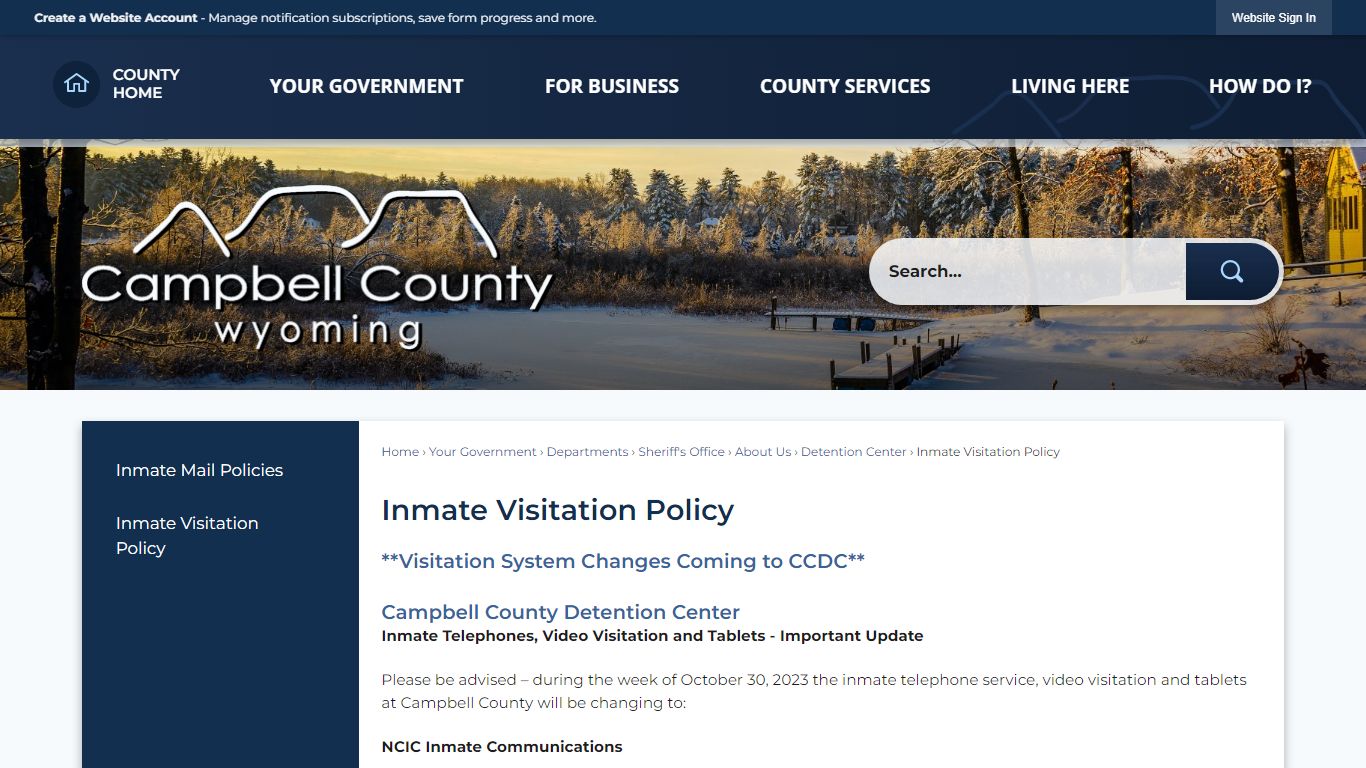 Inmate Visitation Policy | Campbell County, WY - Official Website