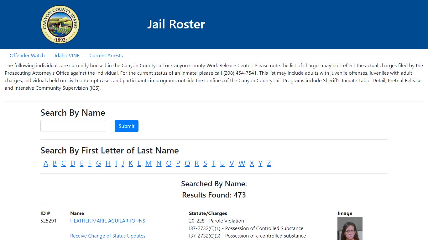 Jail Roster