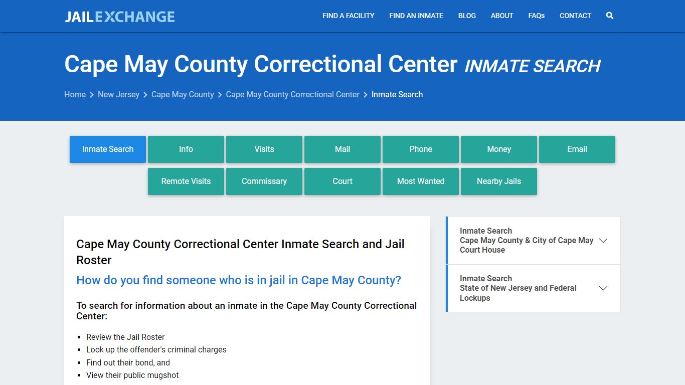 Cape May County Correctional Center Inmate Search - Jail Exchange