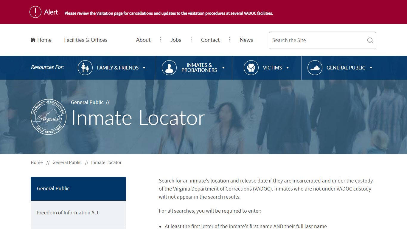 Inmate Locator — Virginia Department of Corrections