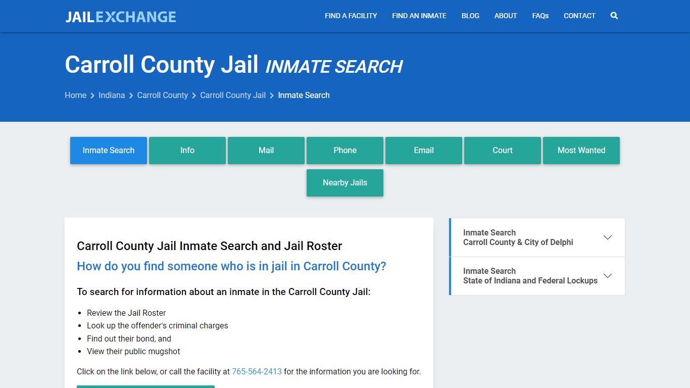 Inmate Search: Roster & Mugshots - Carroll County Jail, IN