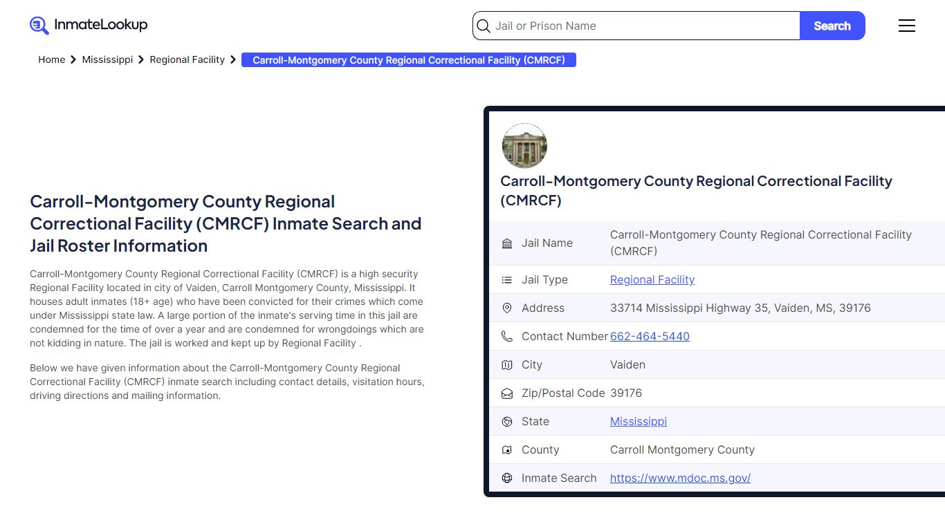 Carroll-Montgomery County Regional Correctional Facility (CMRCF) Inmate ...