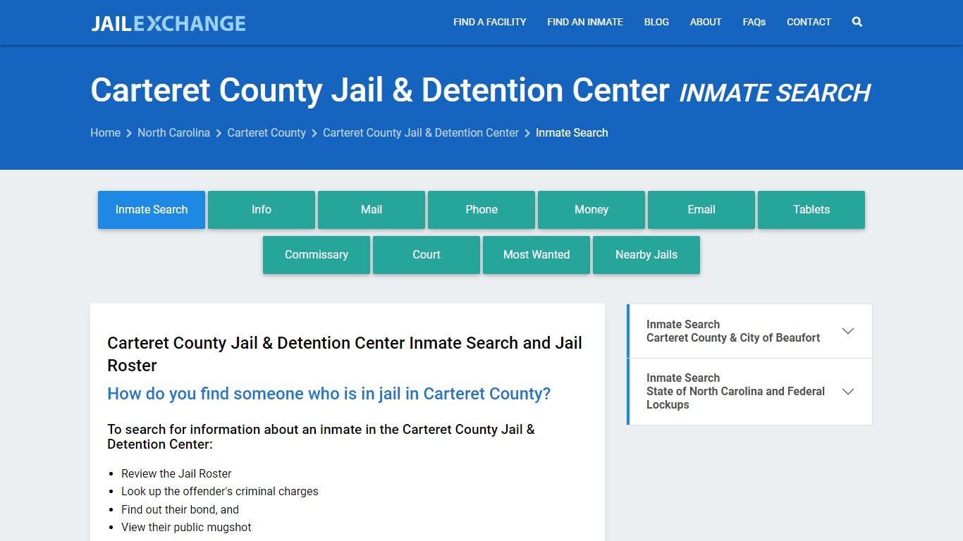 Carteret County Jail & Detention Center Inmate Search