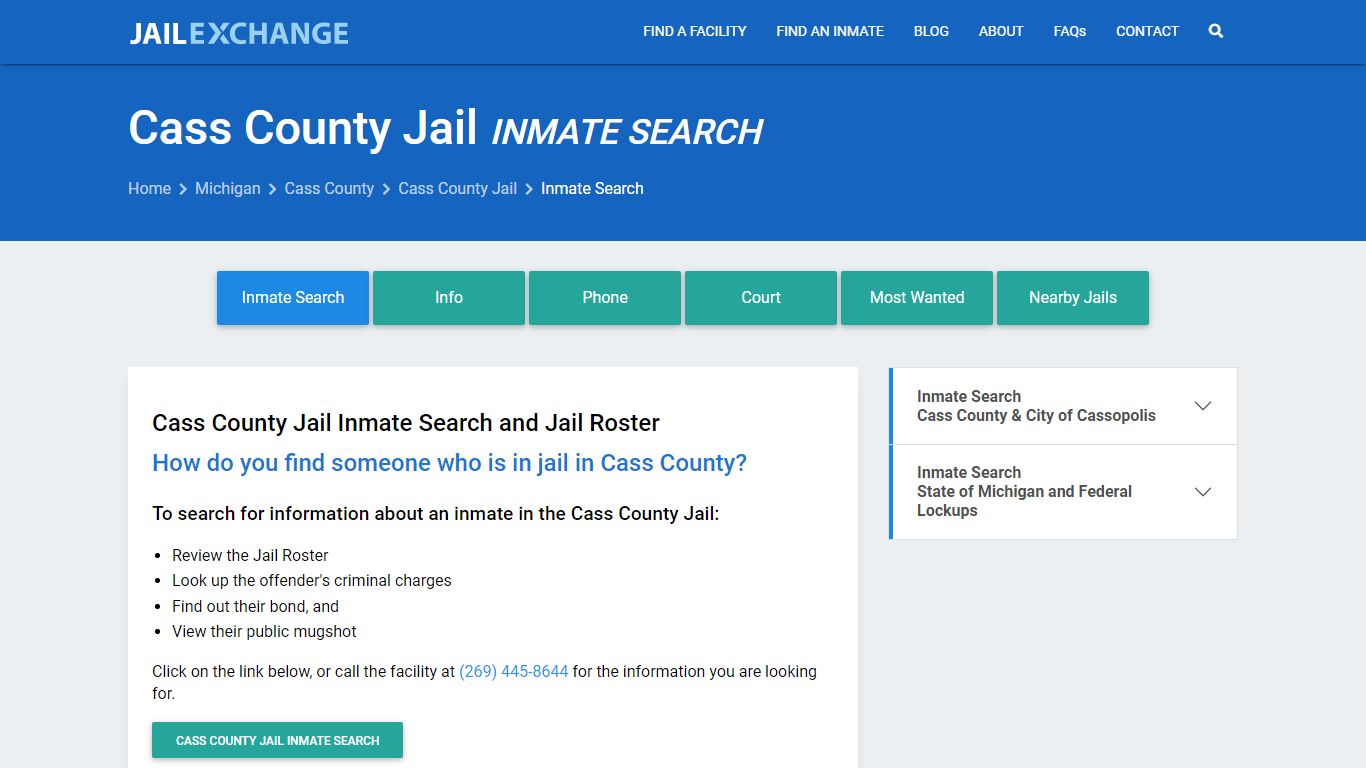 Inmate Search: Roster & Mugshots - Cass County Jail, MI