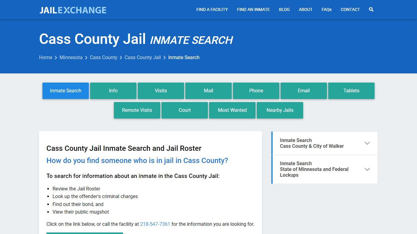 Inmate Search: Roster & Mugshots - Cass County Jail, MN