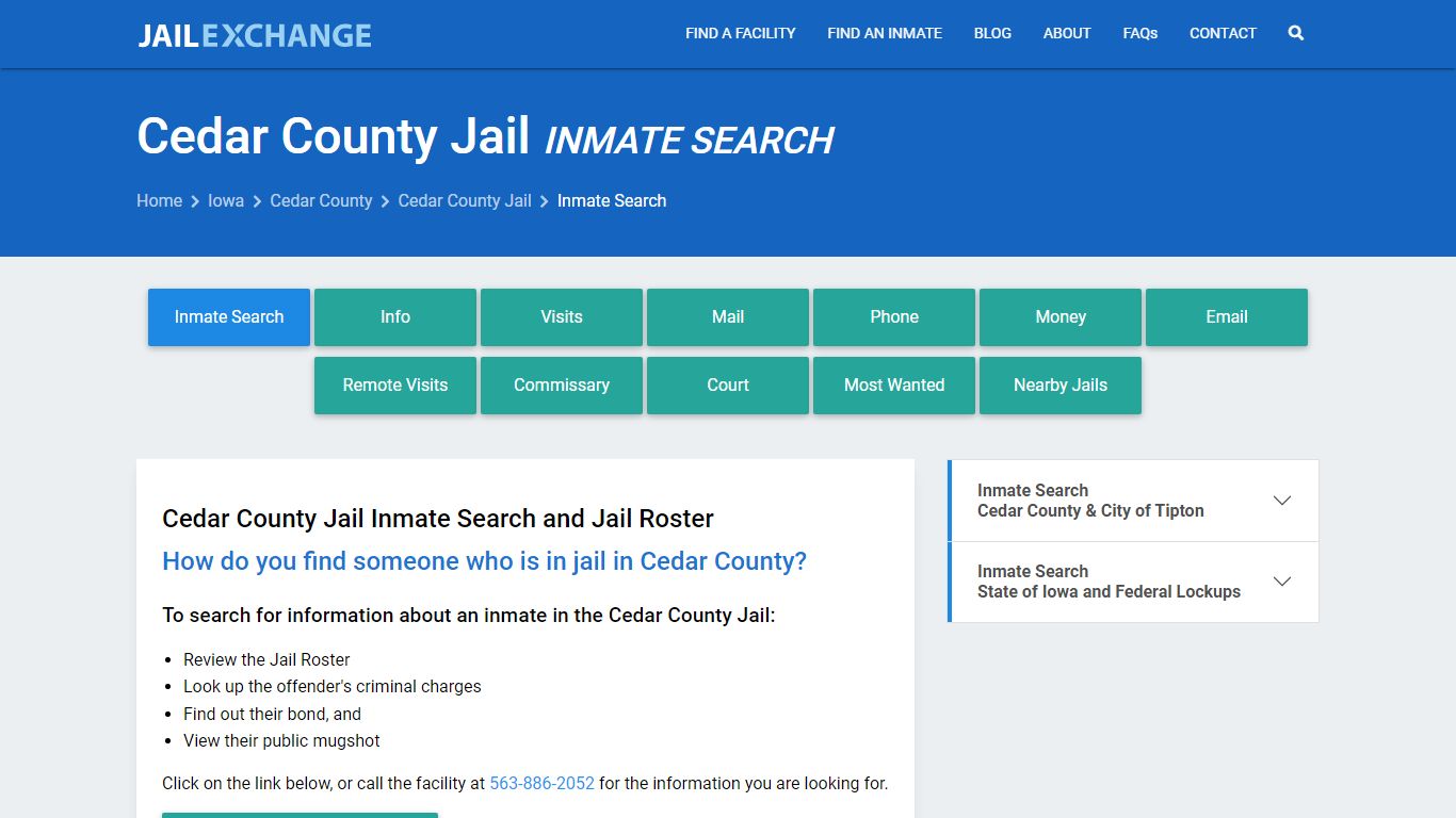 Inmate Search: Roster & Mugshots - Cedar County Jail, IA