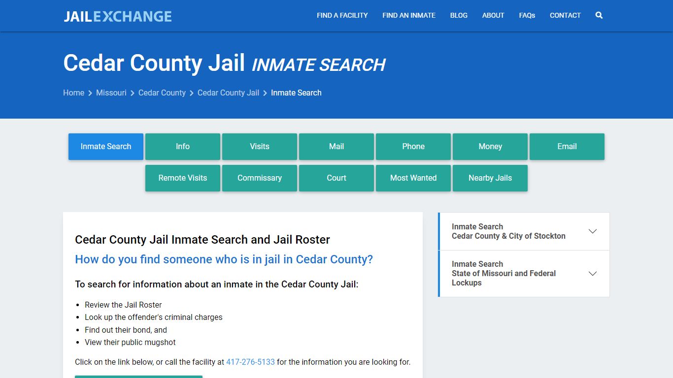 Inmate Search: Roster & Mugshots - Cedar County Jail, MO
