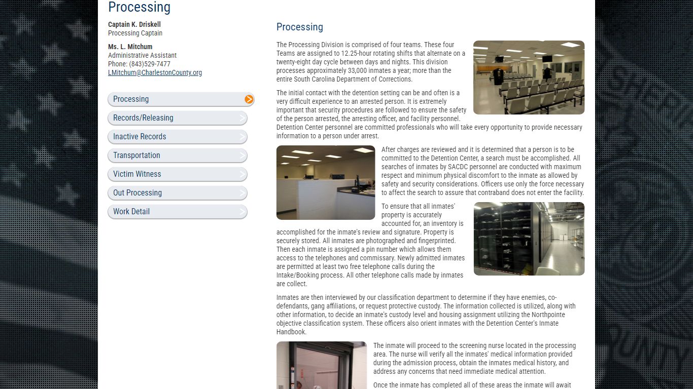 Sheriff Al Cannon Detention Center Processing | Charleston County, SC