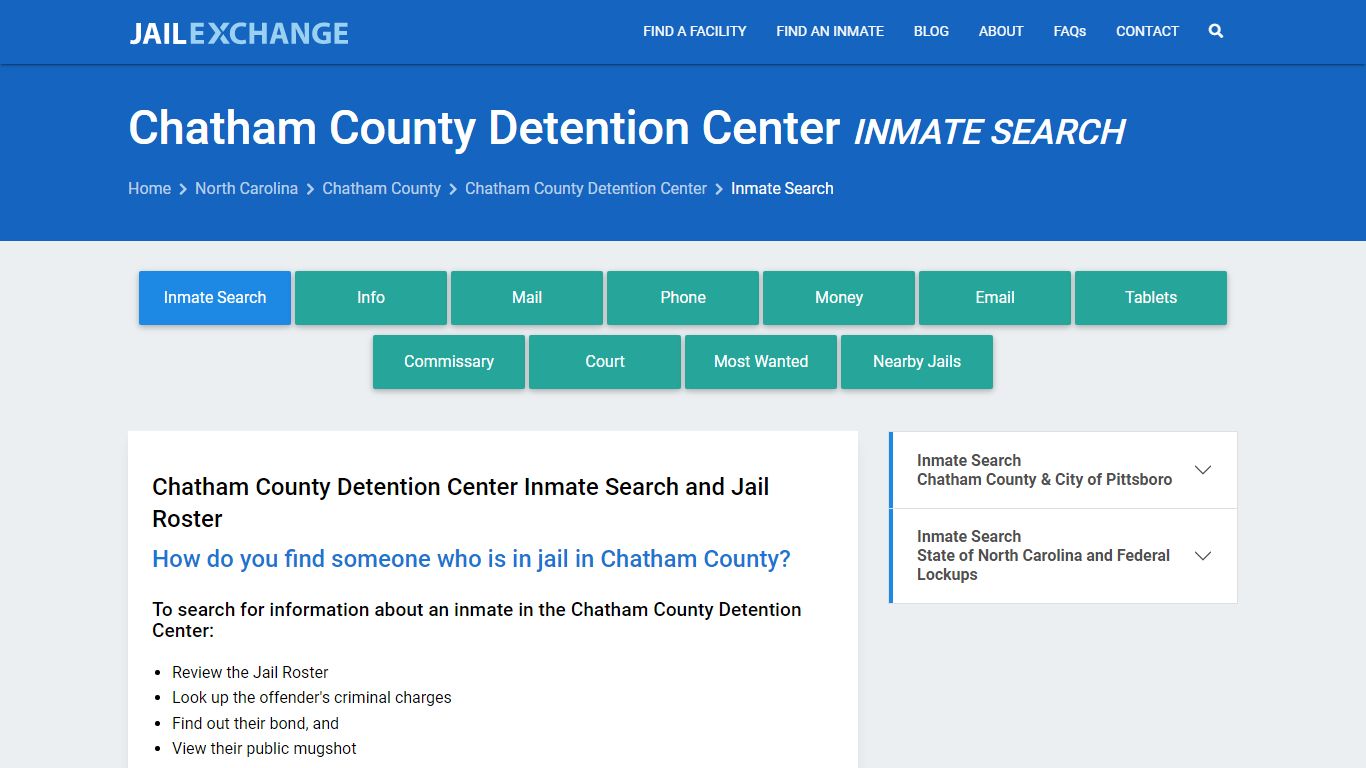 Chatham County Detention Center Inmate Search - Jail Exchange