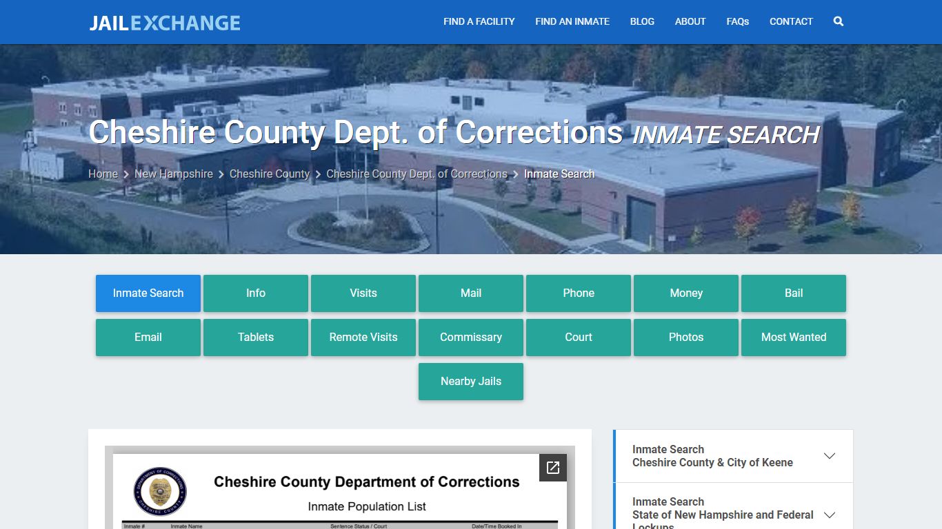 Cheshire County Dept. of Corrections Inmate Search - Jail Exchange