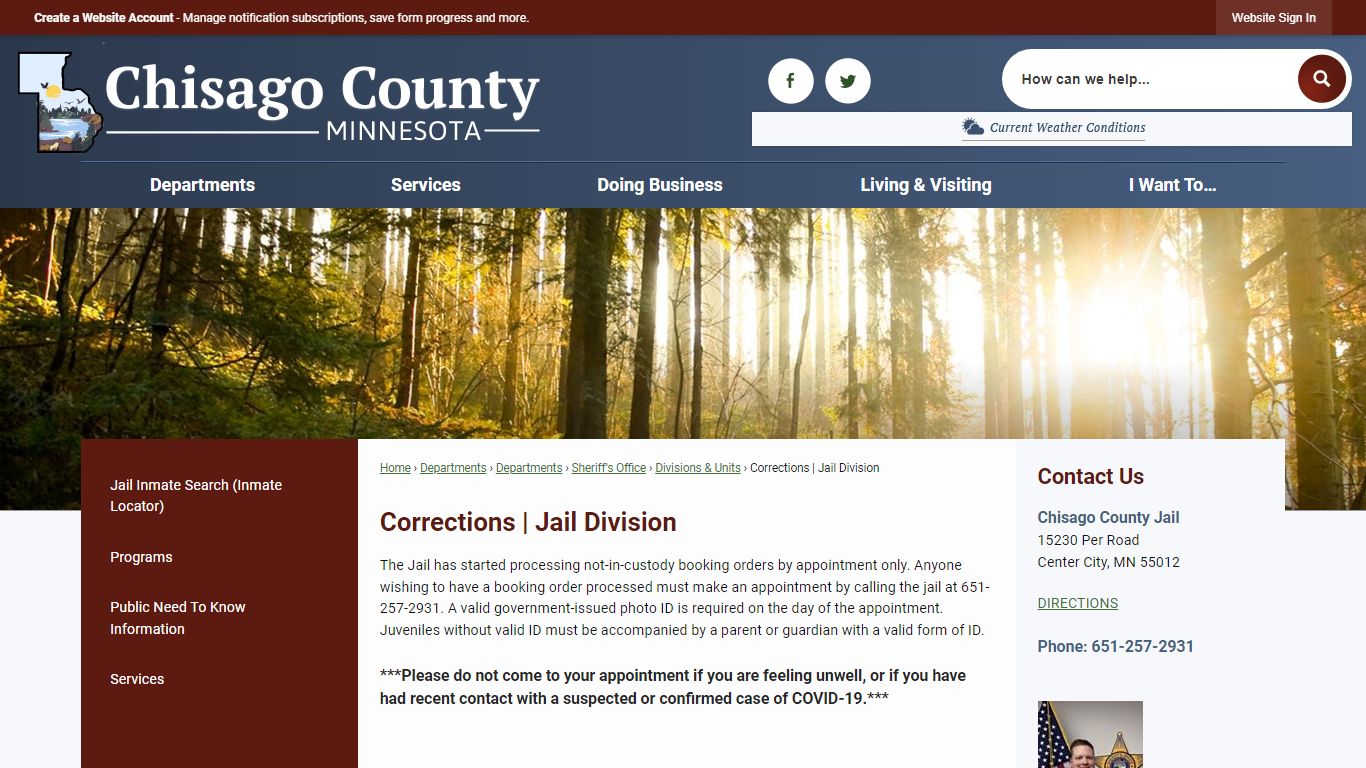 Corrections | Jail Division | Chisago County, MN - Official Website