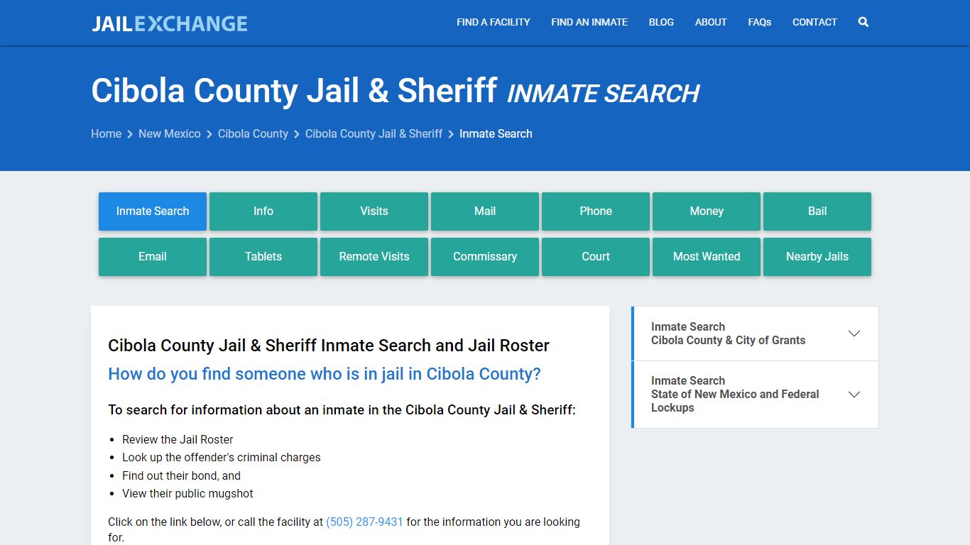 Cibola County Jail & Sheriff Inmate Search - Jail Exchange