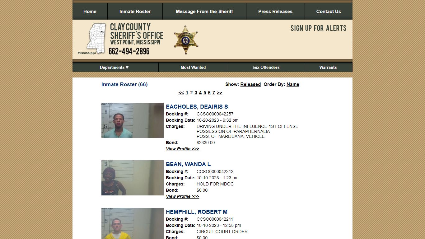 Inmate Roster - Clay County Sheriff's Office