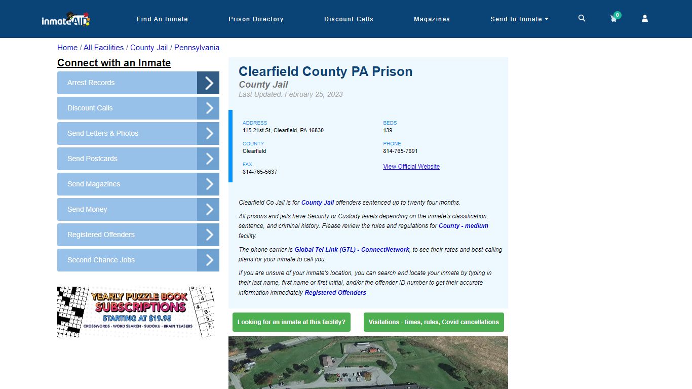 Clearfield County PA Prison - Inmate Locator - Clearfield, PA