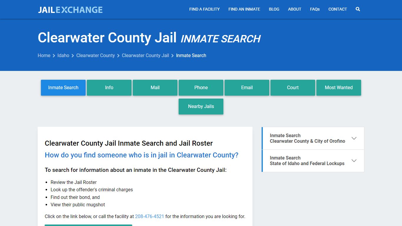 Inmate Search: Roster & Mugshots - Clearwater County Jail, ID