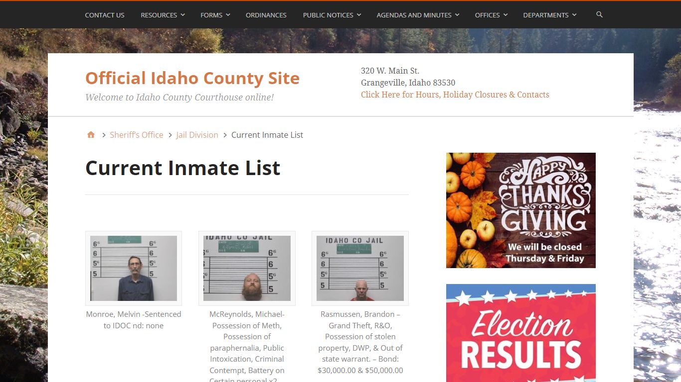 Current Inmate List – Official Idaho County Site