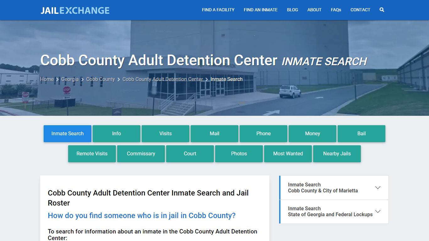 Cobb County Adult Detention Center Inmate Search - Jail Exchange