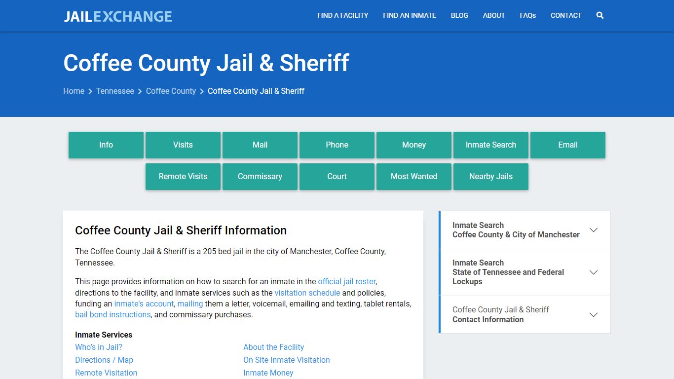 Coffee County Jail & Sheriff, TN Inmate Search, Information