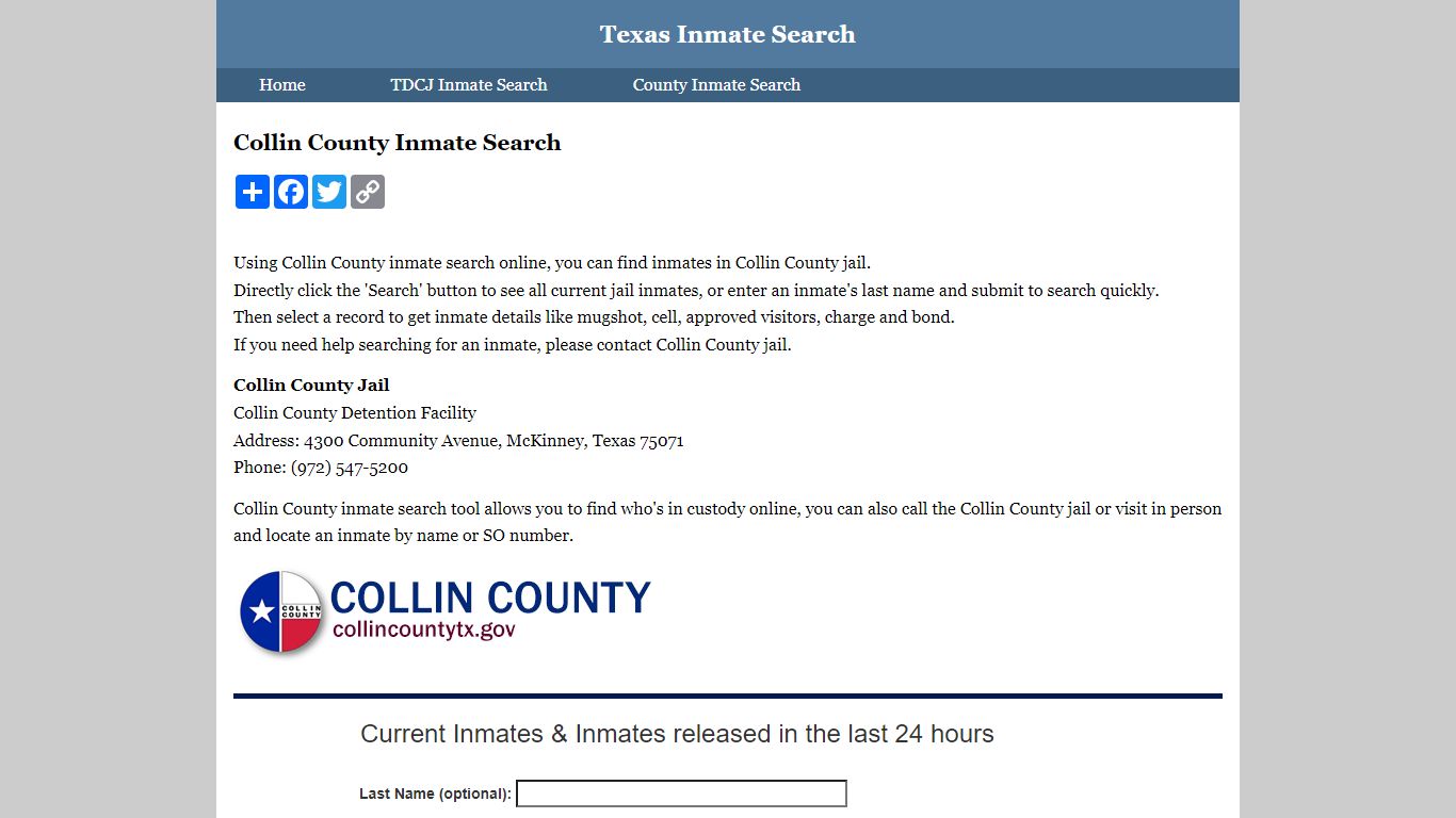 Collin County Inmate Search