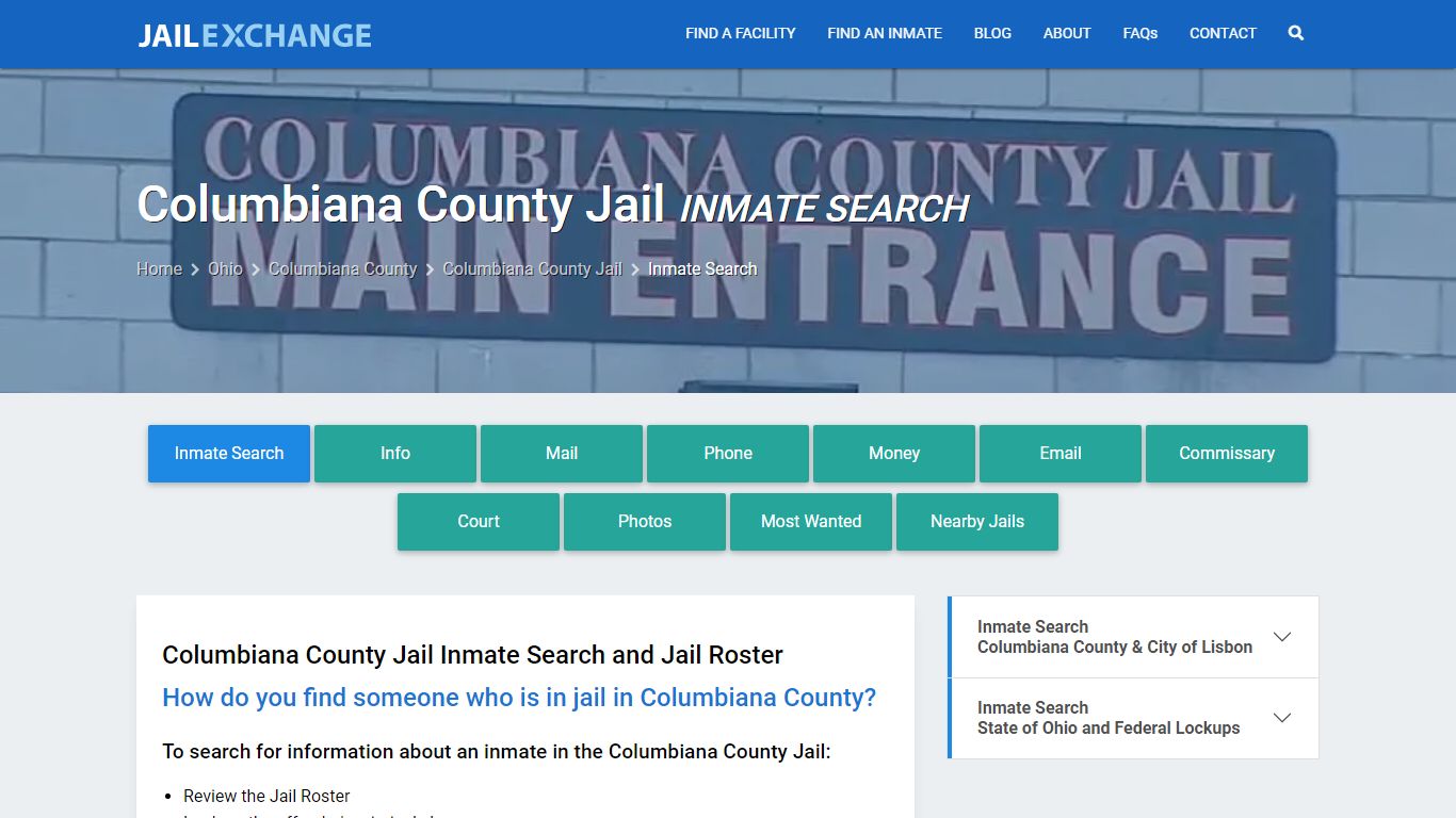 Columbiana County Jail Inmate Search - Jail Exchange