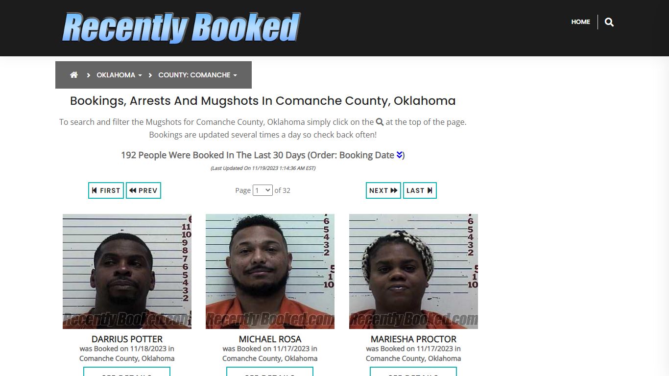 Bookings, Arrests and Mugshots in Comanche County, Oklahoma