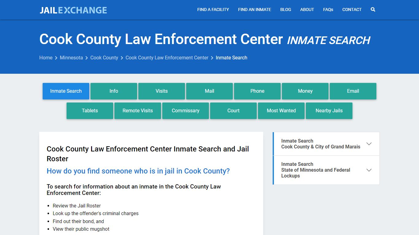 Cook County Law Enforcement Center Inmate Search - Jail Exchange