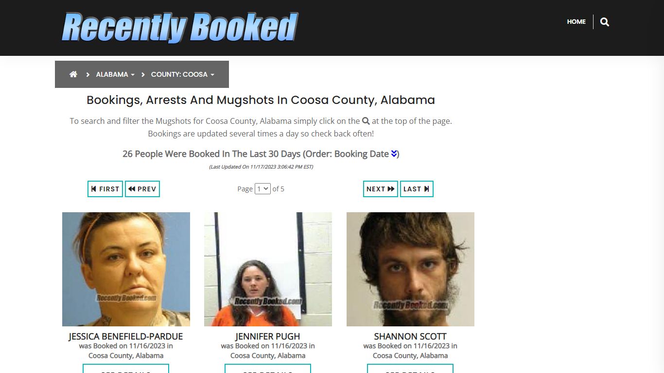 Recent bookings, Arrests, Mugshots in Coosa County, Alabama