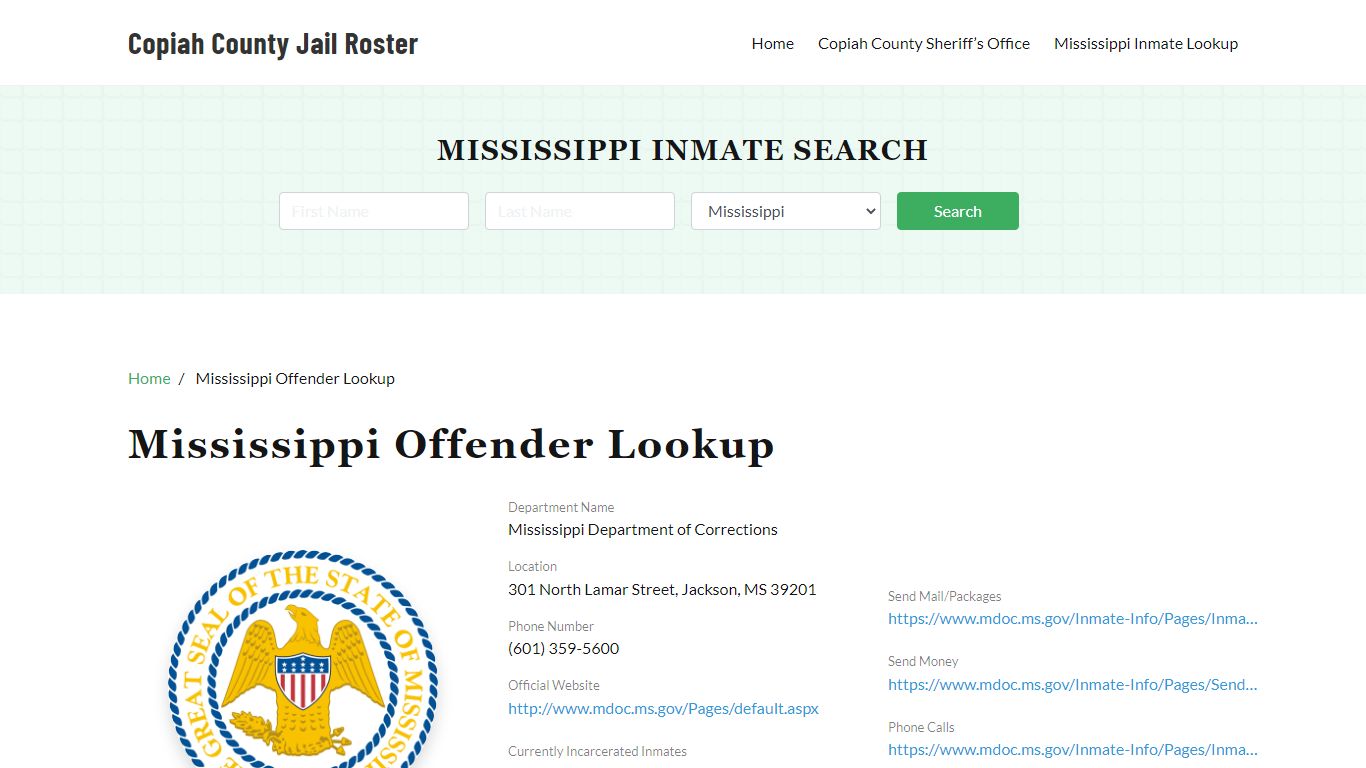 Mississippi Inmate Search, Jail Rosters