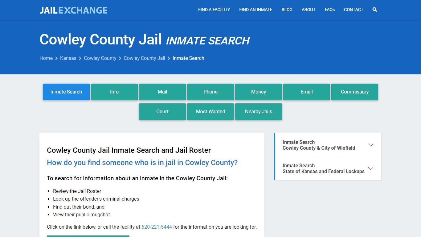 Inmate Search: Roster & Mugshots - Cowley County Jail, KS