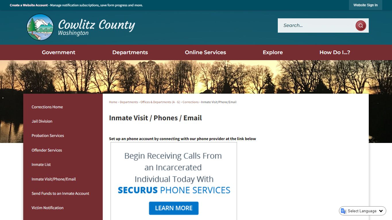 Inmate Visit / Phones / Email | Cowlitz County, WA - Official Website