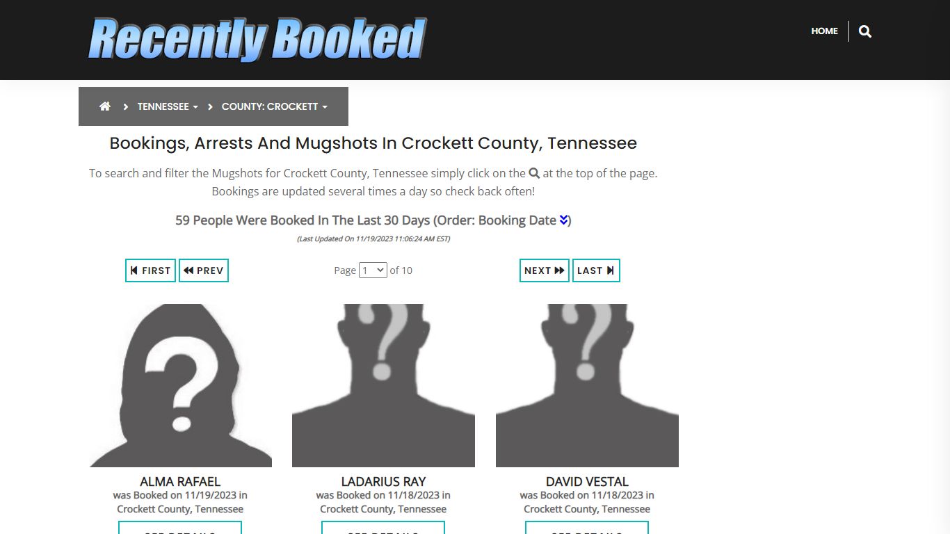 Bookings, Arrests and Mugshots in Crockett County, Tennessee