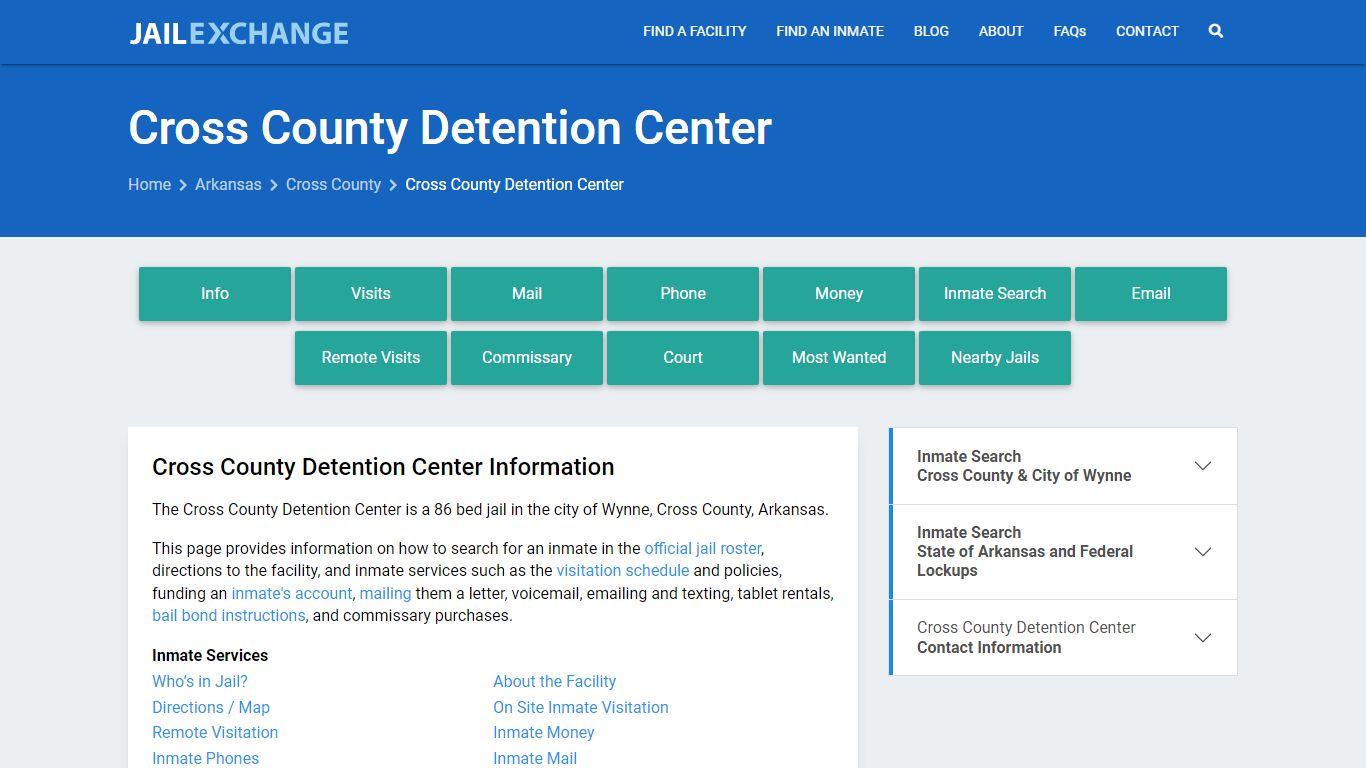Cross County Detention Center, AR Inmate Search, Information