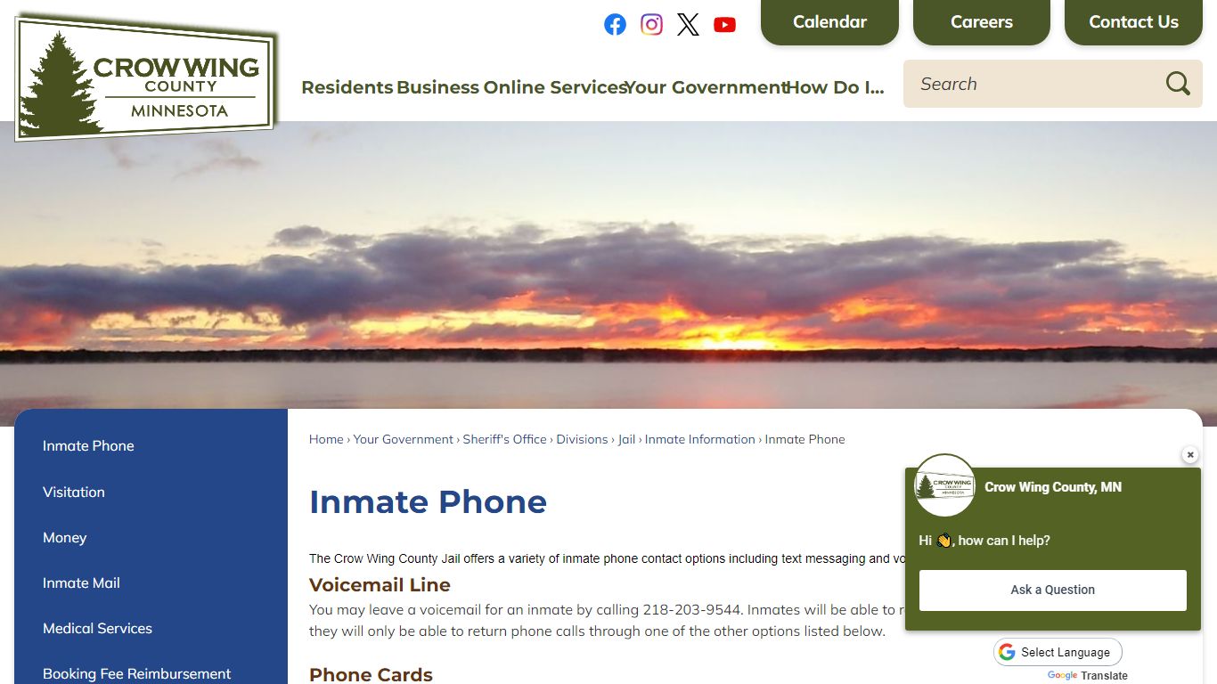 Inmate Phone | Crow Wing County, MN - Official Website