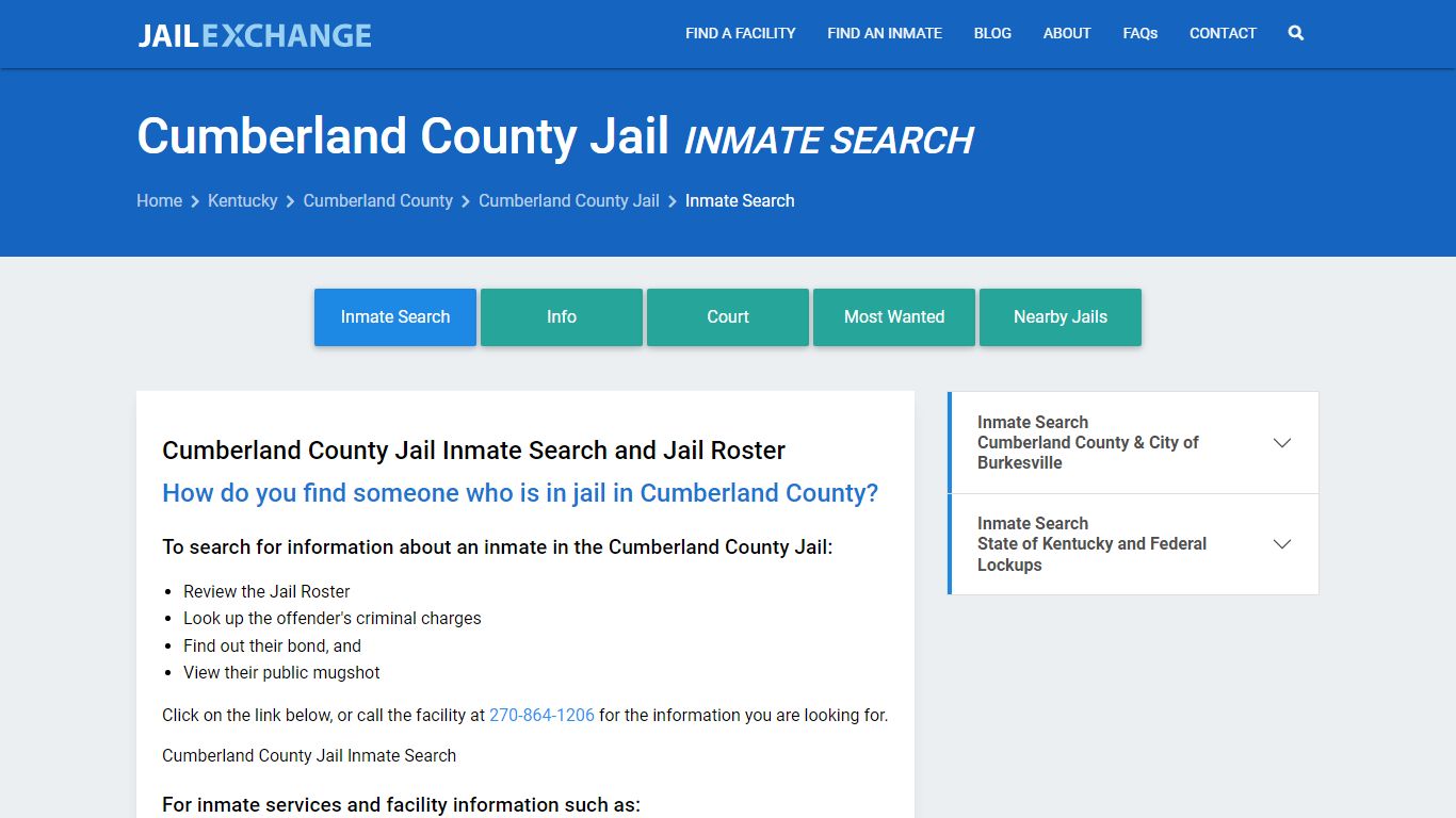 Inmate Search: Roster & Mugshots - Cumberland County Jail, KY