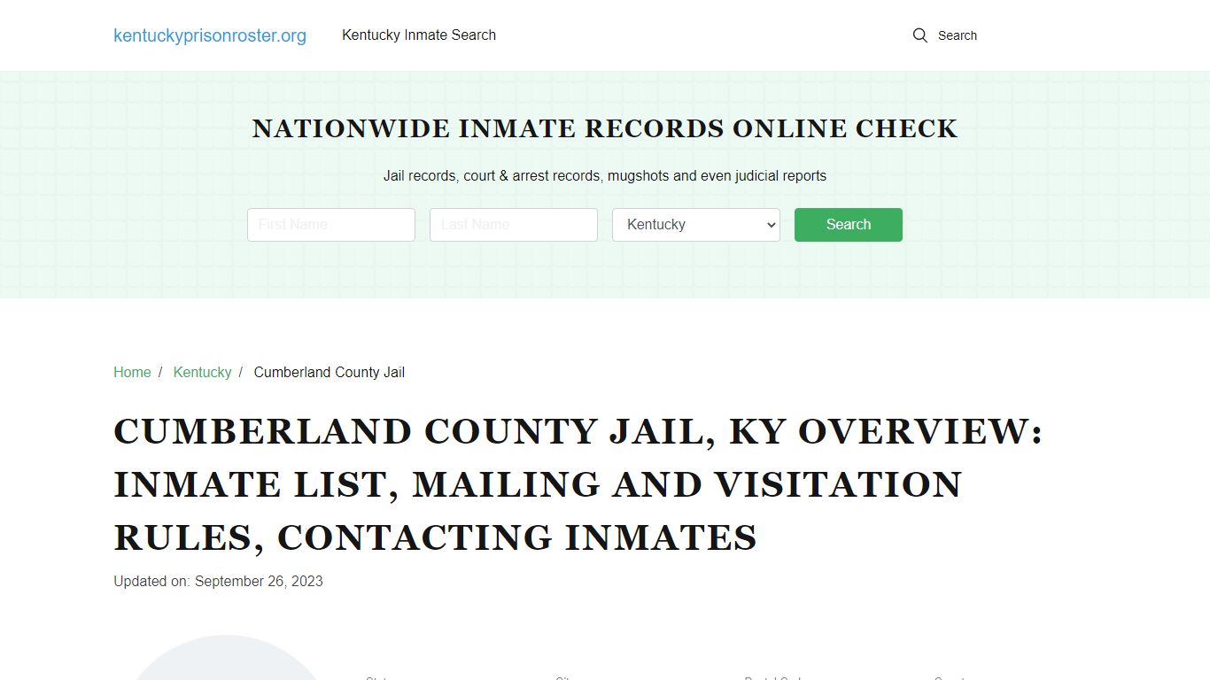 Cumberland County Jail, KY: Offender Search, Visitation & Contact Info