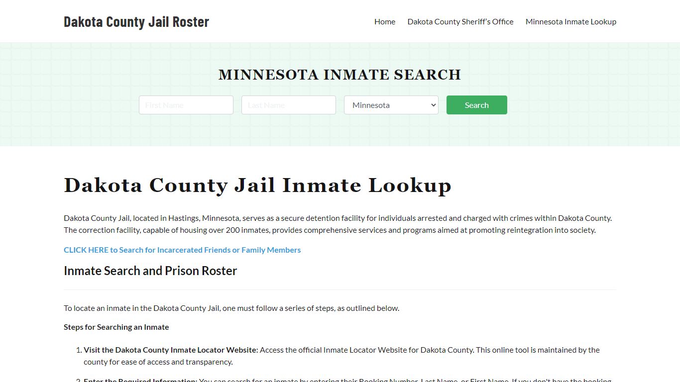 Dakota County Jail Roster Lookup, MN, Inmate Search